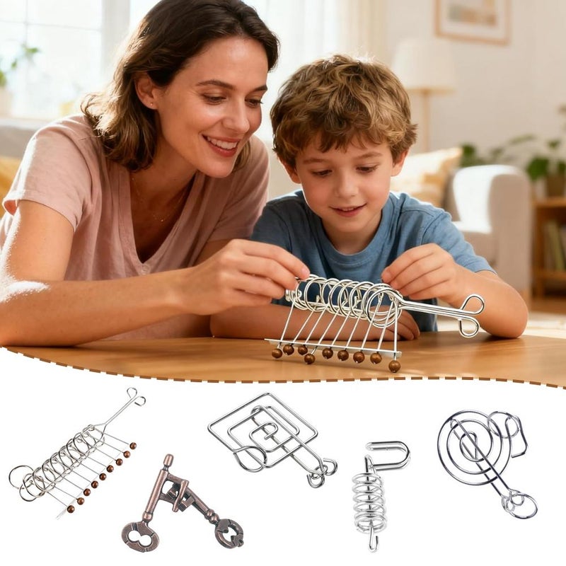 Brain Game 9 Linked Rings Puzzle,Wooden Sequential Movement Trick Toy,Traditional Brain Teaser, Classical Metal Chinese 9 Linked Rings Puzzle,for Adults Lovers - Image 5